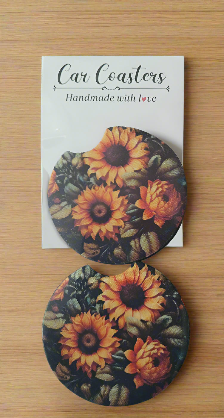 sunflower blooms coasters